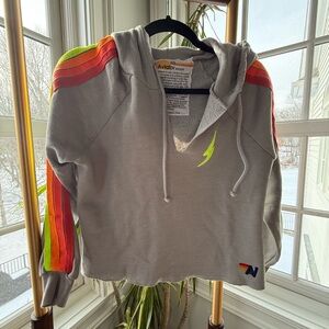 Aviator Nation Gray Hoodie with Orange and Yellow Accents